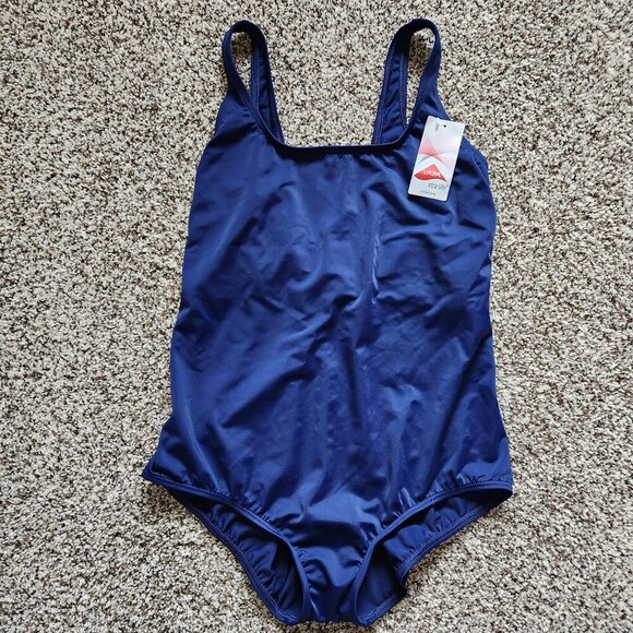 NWT Lands End Womens One Piece Bathing Suit 16P Blue Lycra Xtra Life New - Picture 1 of 5